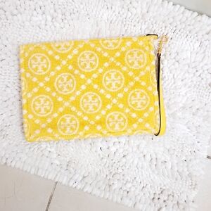 Tory Burch Yellow and White Patterned Wristlet